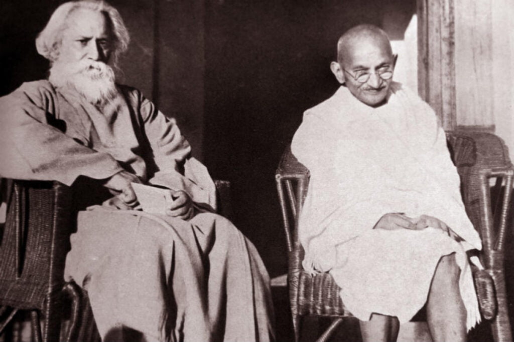 Rabindranath Tagore with Gandhi